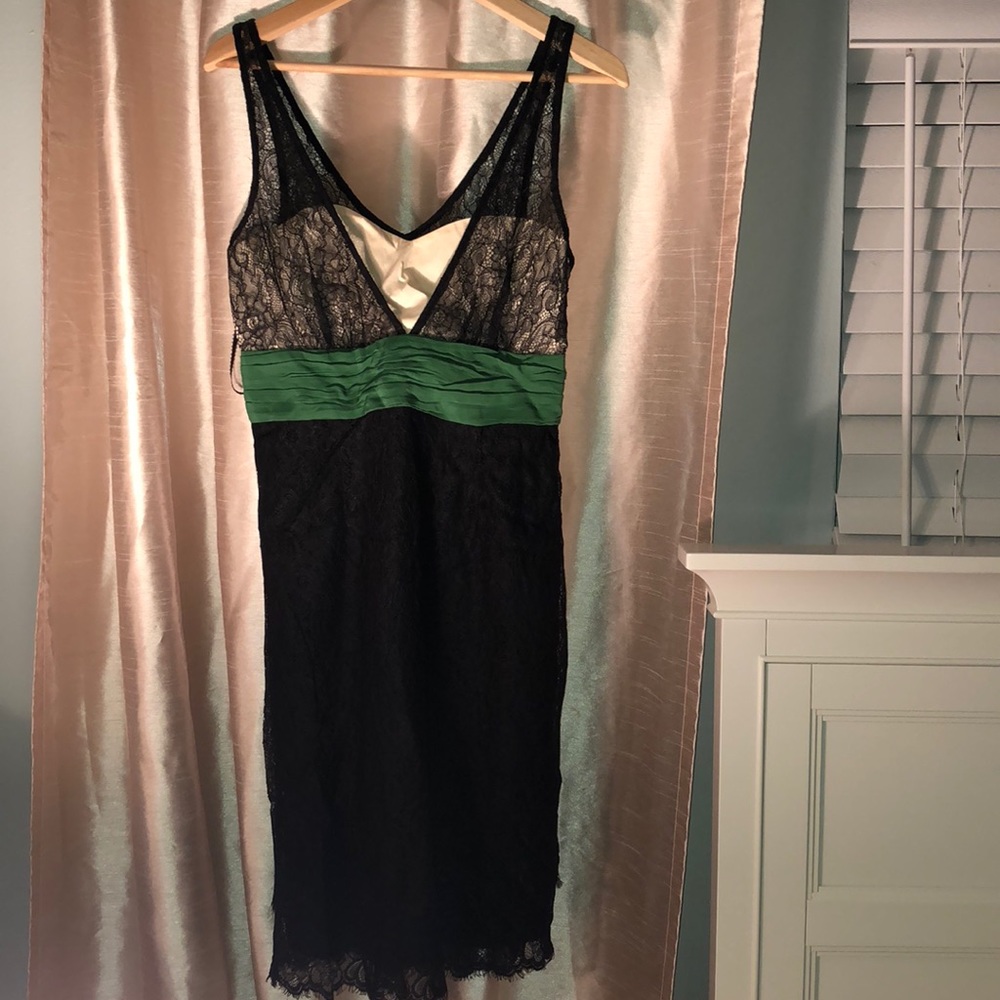 Black lace detail cocktail dress